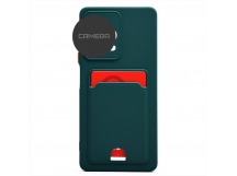 Чехол силиконовый Xiaomi Redmi 12C матовый цветной с визитницей темно-зеленый