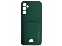 Чехол силиконовый Samsung A14 матовый цветной с визитницей темно-зеленый