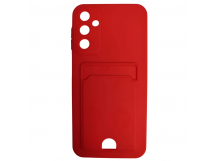Чехол силиконовый Samsung A24 матовый цветной с визитницей красный