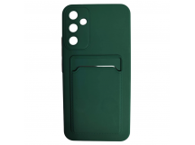 Чехол силиконовый Samsung A34 матовый цветной с визитницей темно-зеленый