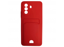 Чехол силиконовый Huawei Nova Y70 матовый цветной с визитницей красный