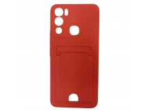 Чехол силиконовый Infinix HOT 12i матовый цветной с визитницей красный