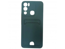 Чехол силиконовый Infinix HOT 12i матовый цветной с визитницей темно-зеленый
