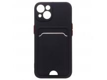 Чехол силиконовый iPhone 14 матовый цветной с визитницей черный