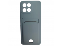 Чехол силиконовый Honor X6 матовый цветной с визитницей серый