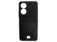 Чехол силиконовый Honor X7 матовый цветной с визитницей черный