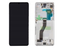 Дисплей для Samsung G998B Galaxy S21 Ultra 5G в рамке + тачскрин (серебро) 100%