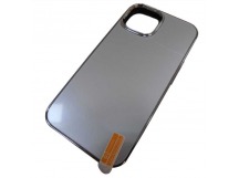 Чехол силикон-пластик iPhone 14 матовый с логотипом темно-серый