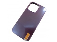 Чехол силикон-пластик iPhone 14 матовый с логотипом фиолетовый (02)