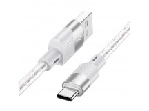 Кабель USB - Type-C Hoco X99 (3A, прозрачный силикон, термостойкий) Серый