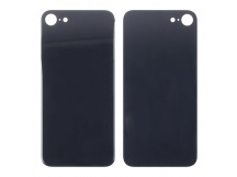 Задняя крышка для iPhone 8 Черный (стекло, широкий вырез под камеру, логотип) - Премиум