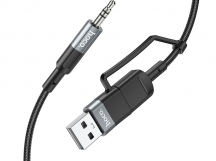 Кабель AUX Hoco UPA23 (Type-C/USB-3,5мм), 1м черный