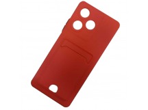 Чехол силиконовый Infinix HOT 30 матовый цветной с визитницей красный