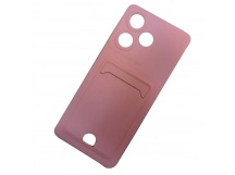 Чехол силиконовый Infinix HOT 30 матовый цветной с визитницей розовый