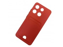 Чехол силиконовый Infinix Smart 7 Plus матовый цветной с визитницей красный