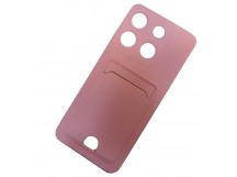 Чехол силиконовый Infinix Smart 7 Plus матовый цветной с визитницей розовый