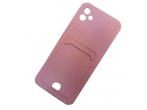 Чехол силиконовый Samsung A04 матовый цветной с визитницей розовый