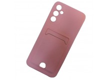 Чехол силиконовый Samsung A14 матовый цветной с визитницей розовый