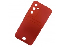 Чехол силиконовый Samsung A54 матовый цветной с визитницей красный