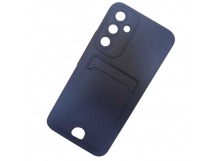 Чехол силиконовый Samsung A54 матовый цветной с визитницей темно-синий