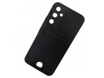 Чехол силиконовый Samsung A54 матовый цветной с визитницей черный