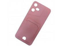 Чехол силиконовый Tecno Pova Neo 3 матовый цветной с визитницей розовый