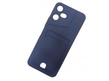 Чехол силиконовый Tecno Pova Neo 3 матовый цветной с визитницей темно-синий