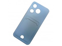 Чехол силиконовый Tecno Spark 10 матовый цветной с визитницей голубой