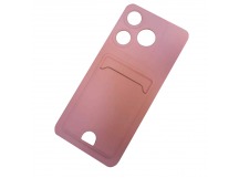Чехол силиконовый Tecno Spark 10 матовый цветной с визитницей розовый