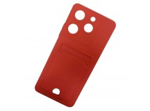 Чехол силиконовый Tecno Spark 10 Pro матовый цветной с визитницей красный
