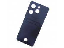 Чехол силиконовый Tecno Spark 10 Pro матовый цветной с визитницей темно-синий