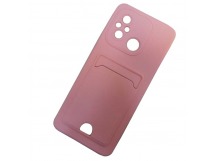 Чехол силиконовый Xiaomi Redmi 12C матовый цветной с визитницей розовый