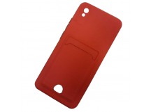 Чехол силиконовый Xiaomi Redmi 9A матовый цветной с визитницей красный