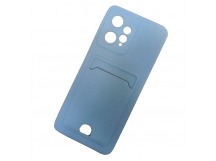 Чехол силиконовый Xiaomi Redmi Note 12 матовый цветной с визитницей голубой