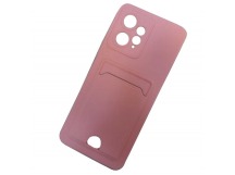 Чехол силиконовый Xiaomi Redmi Note 12 матовый цветной с визитницей розовый
