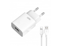 Сетевое зарядное устройство USB XO L99 (12W, кабель Lightning) Белый
