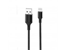 Кабель USB - Lightning XO NB143 (2.4A, оплетка ткань) Черный