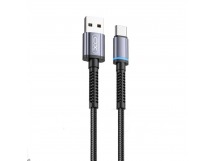 Кабель USB - Type-C XO NB215 (2.4A, оплетка ткань, LED индикатор) Черный