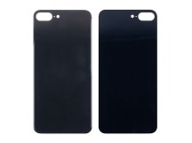 Задняя крышка для iPhone 8 Plus Черный (стекло, широкий вырез под камеру, логотип) - Премиум