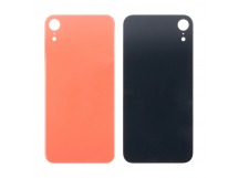 Задняя крышка для iPhone Xr Коралловый (стекло, широкий вырез под камеру, логотип) - Премиум