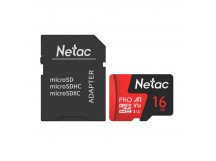 Карта флэш-памяти MicroSD 16 Гб Netac P500 Extreme Pro UHS-I (100 Mb/s) + SD адаптер (Class (222570)