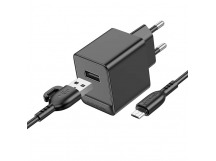 Адаптер сетевой BOROFONE BAS11A + кабель Micro (черный)