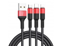 Кабель USB - Multi connector Hoco X26 100см 2A (black/red) (215933)
