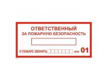 Наклейка информационный знак "Ответственный за пожарную безопасность" с хедером; 100х200 мм "Rexant"