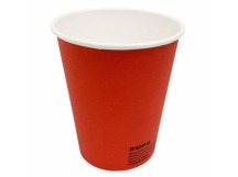 Стакан бумажный кофейный 250мл 80мм красный биоразлагаемый 1/50/1000шт  