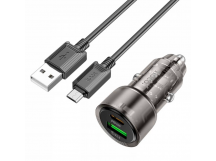 АЗУ с выходом USB Hoco Z52 (PD38W(20W+18W)/QC3.0/кабель Micro USB) черное