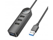 USB HUB Borofone DH5 Erudite 4в1 (USB - USB3.0/USB2.0*3) 120см черный