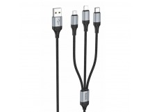 Кабель USB 3 в 1 Lightning/Micro USB/Type-C Hoco X102 черный
