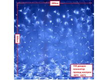 Гирлянда уличная Kurato ШТОРА белый провод, каучук, 300х300 см, 720 диодов с коннектором (синий), шт