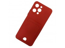 Чехол силиконовый Xiaomi Redmi 12 матовый цветной с визитницей красный
